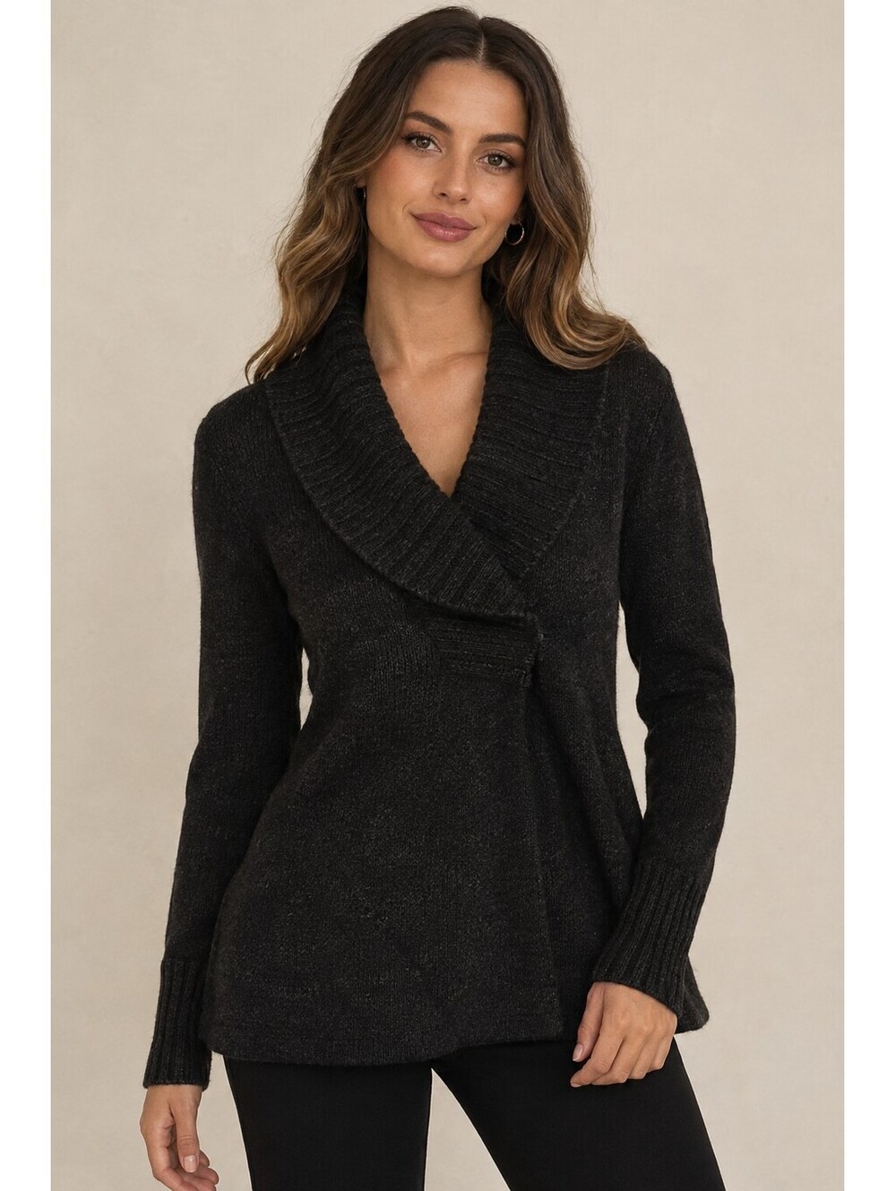 Women's Aritzia Kokomo Charcoal Knit Wrap Front Sweater XS